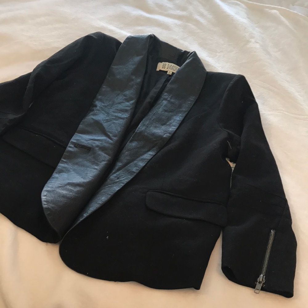 Black blazer with leather detailing